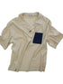 Retro Cuban Collar Color Block Pocket Short Sleeve T-shirt