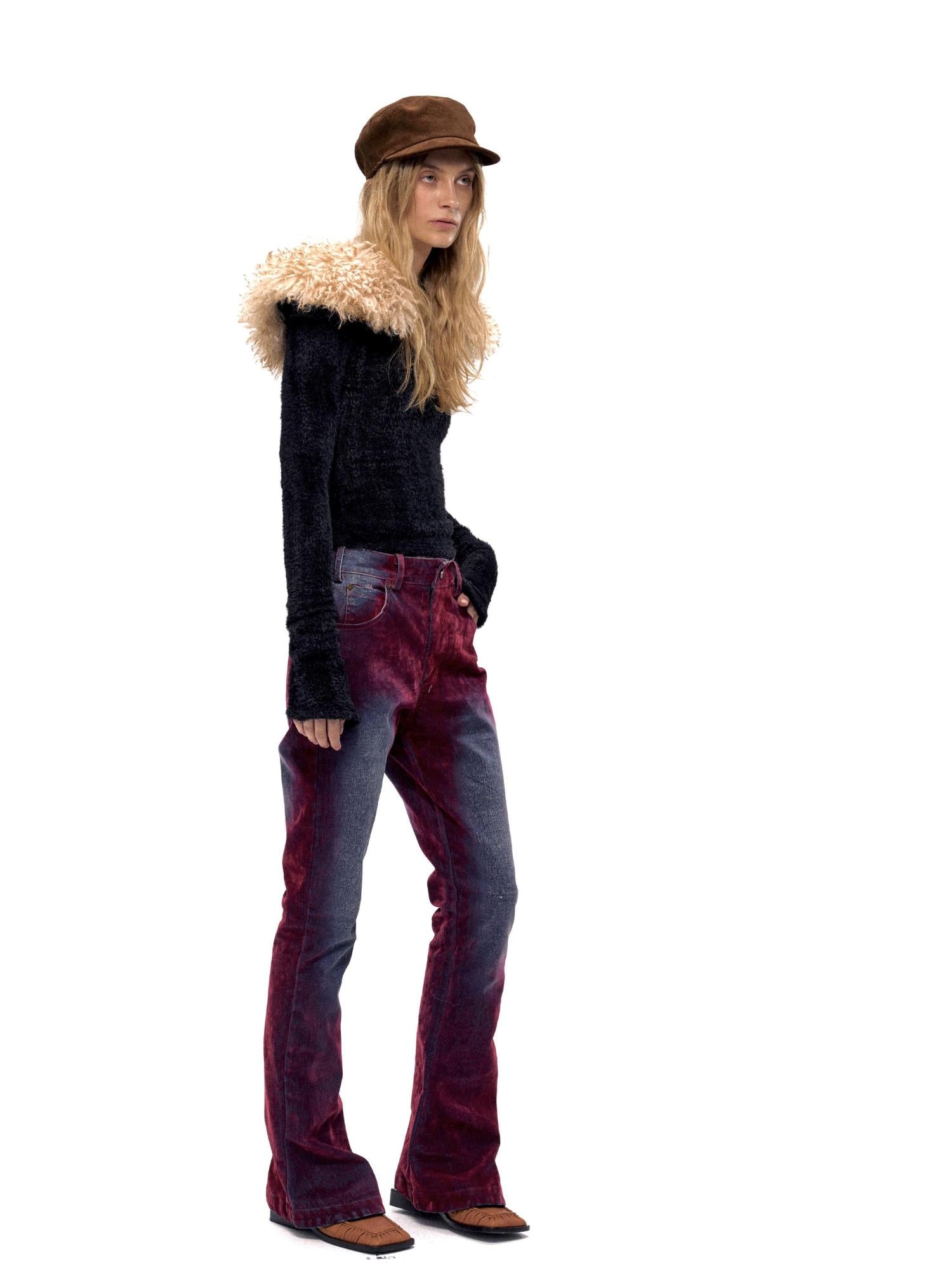 Retro Faux Fur Collar V-Neck Knit Sweater