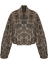Retro Notched Collar Leopard Print Wool Blend Jacket
