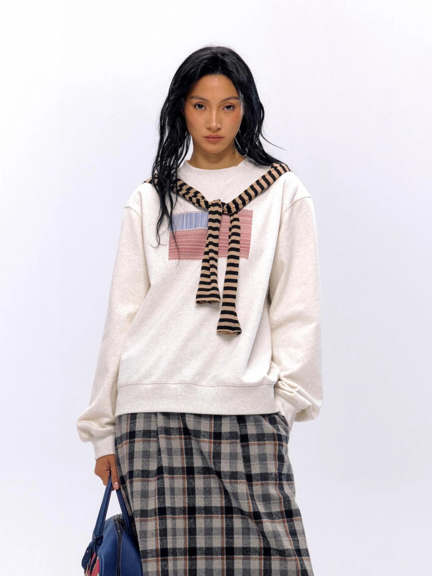 Retro Qr Code Print Crewneck Sweatshirt