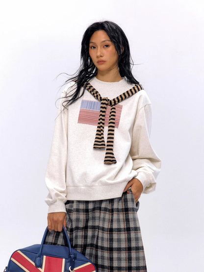 Retro Qr Code Print Crewneck Sweatshirt