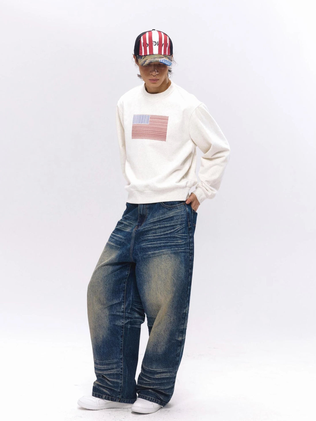 Retro Qr Code Print Crewneck Sweatshirt