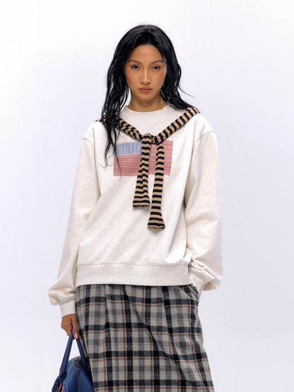 Retro Qr Code Print Crewneck Sweatshirt