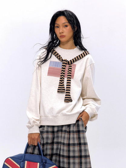 Retro Qr Code Print Crewneck Sweatshirt