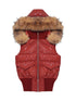 Retro Red Quilted Vest With Detachable Hood