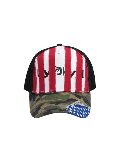 Retro Red Stripe Camo Patch Baseball Cap
