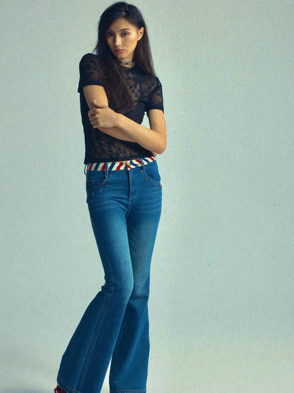 Retro Stripe Low Rise Vintage Jeans