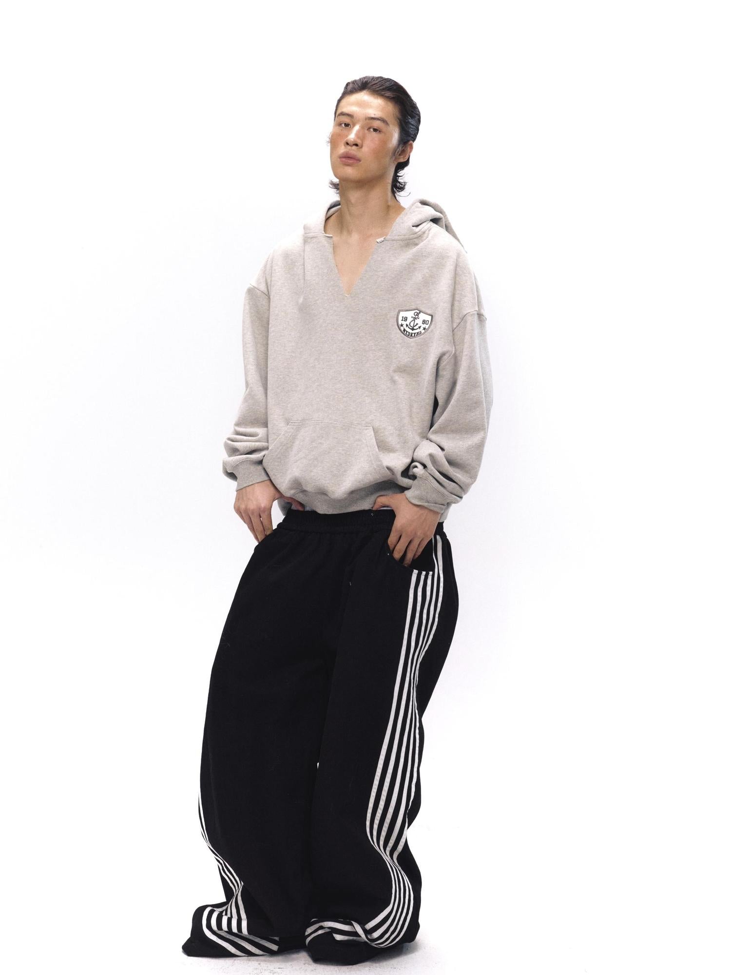 NyDkyel Retro Stripe Trim Denim Jeans Wide Leg