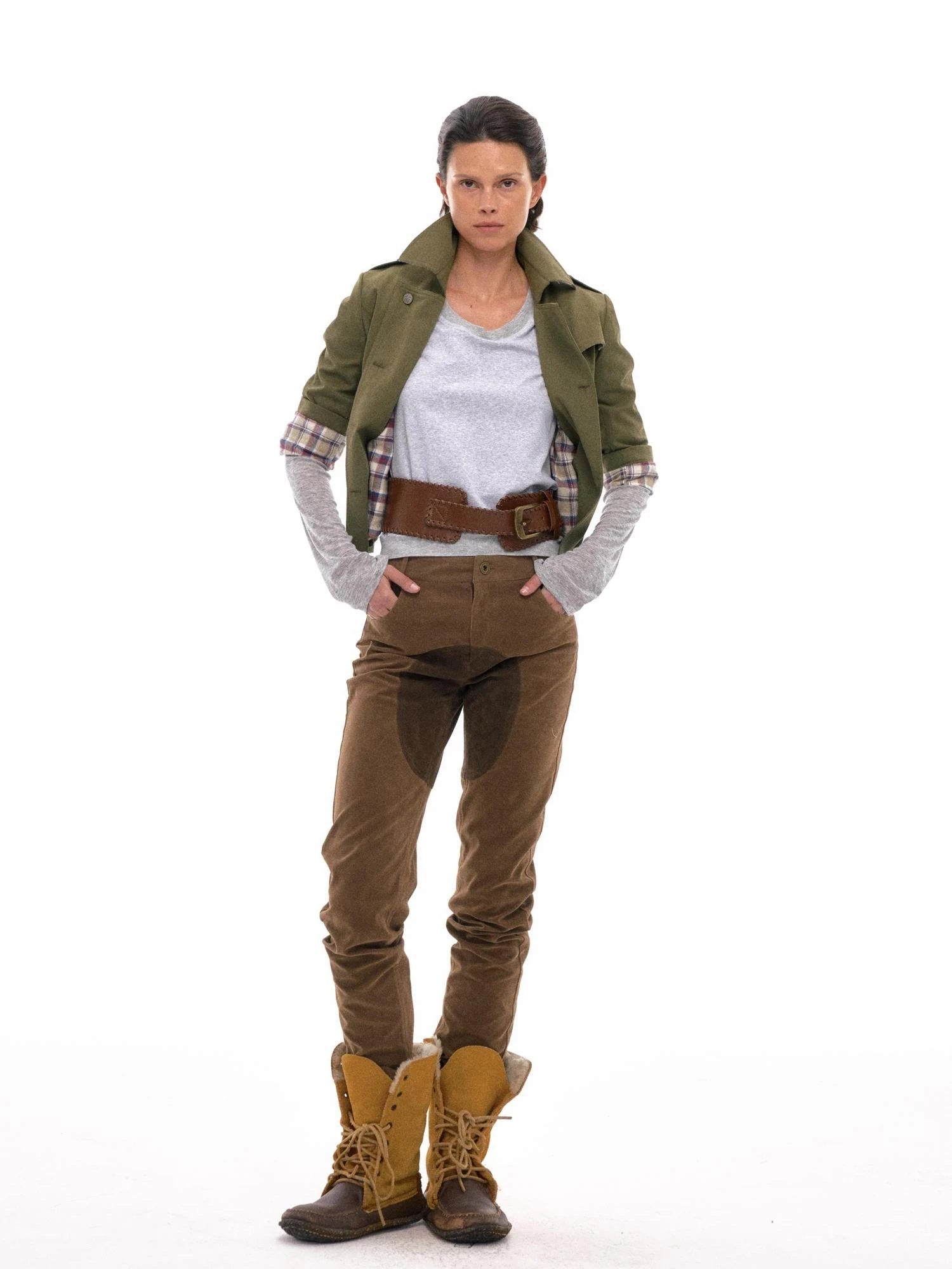 Retro Suede Patch Crotch Flared Equestrian Riding Pants