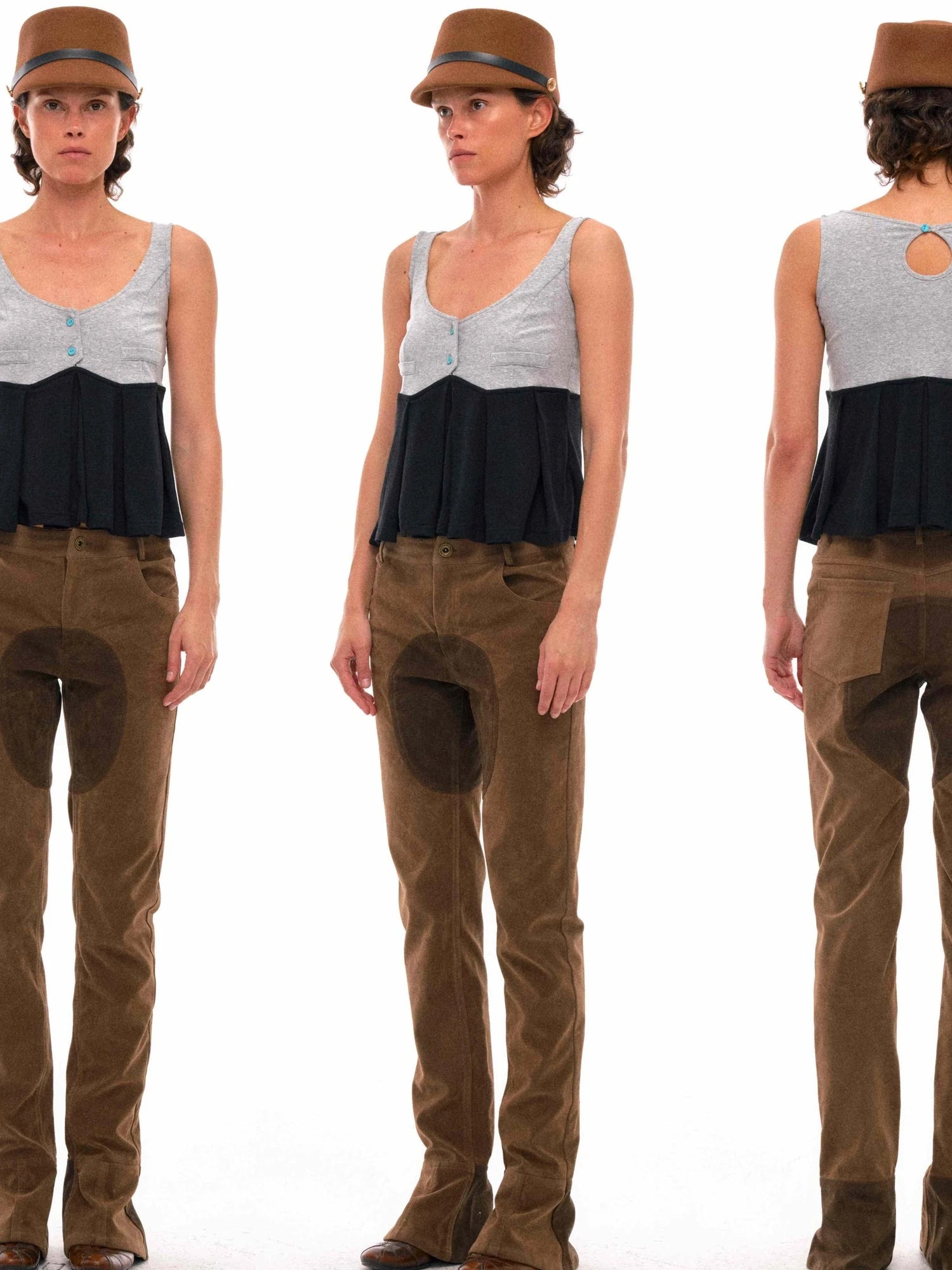 Retro Suede Patch Crotch Flared Equestrian Riding Pants