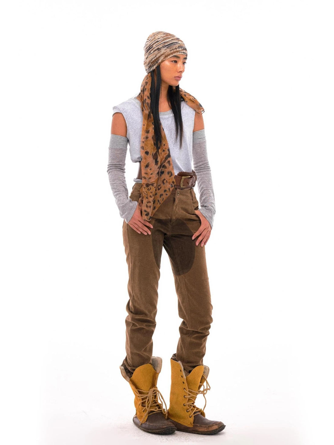 Retro Suede Patch Crotch Flared Equestrian Riding Pants