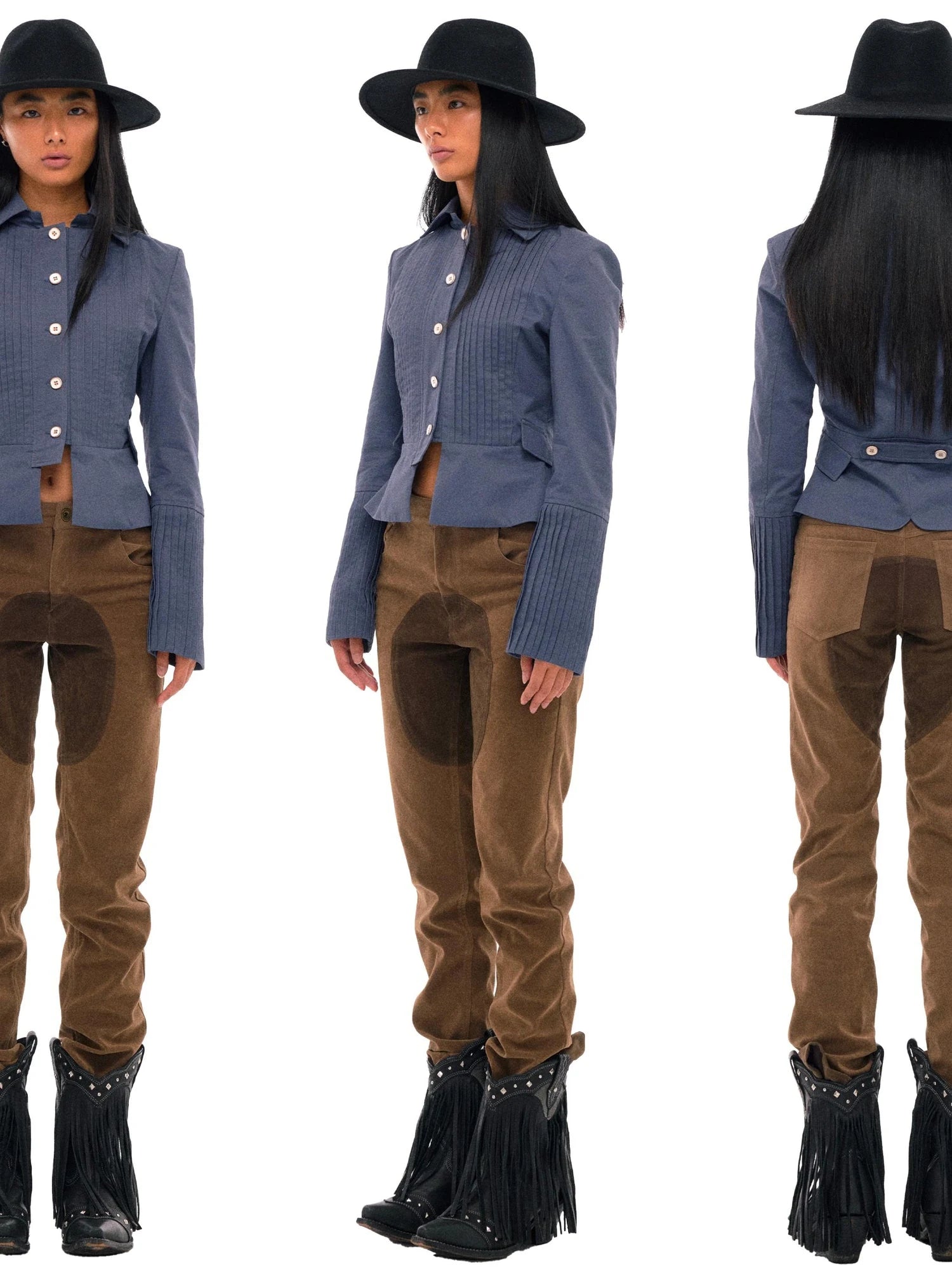 Retro Suede Patch Crotch Flared Equestrian Riding Pants