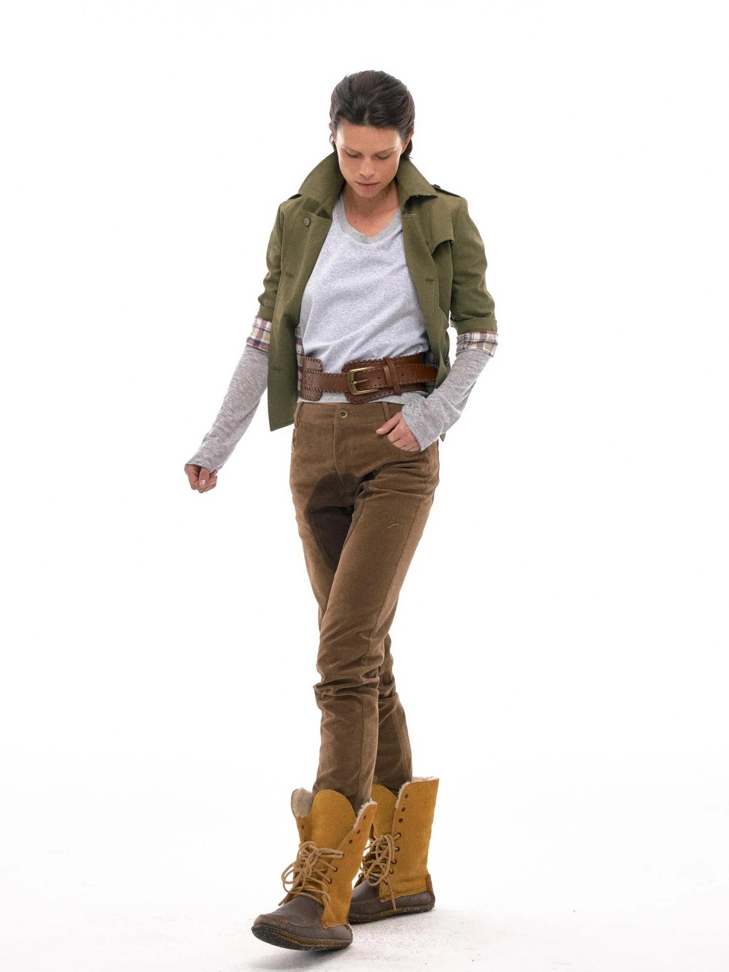 Retro Suede Patch Crotch Flared Equestrian Riding Pants