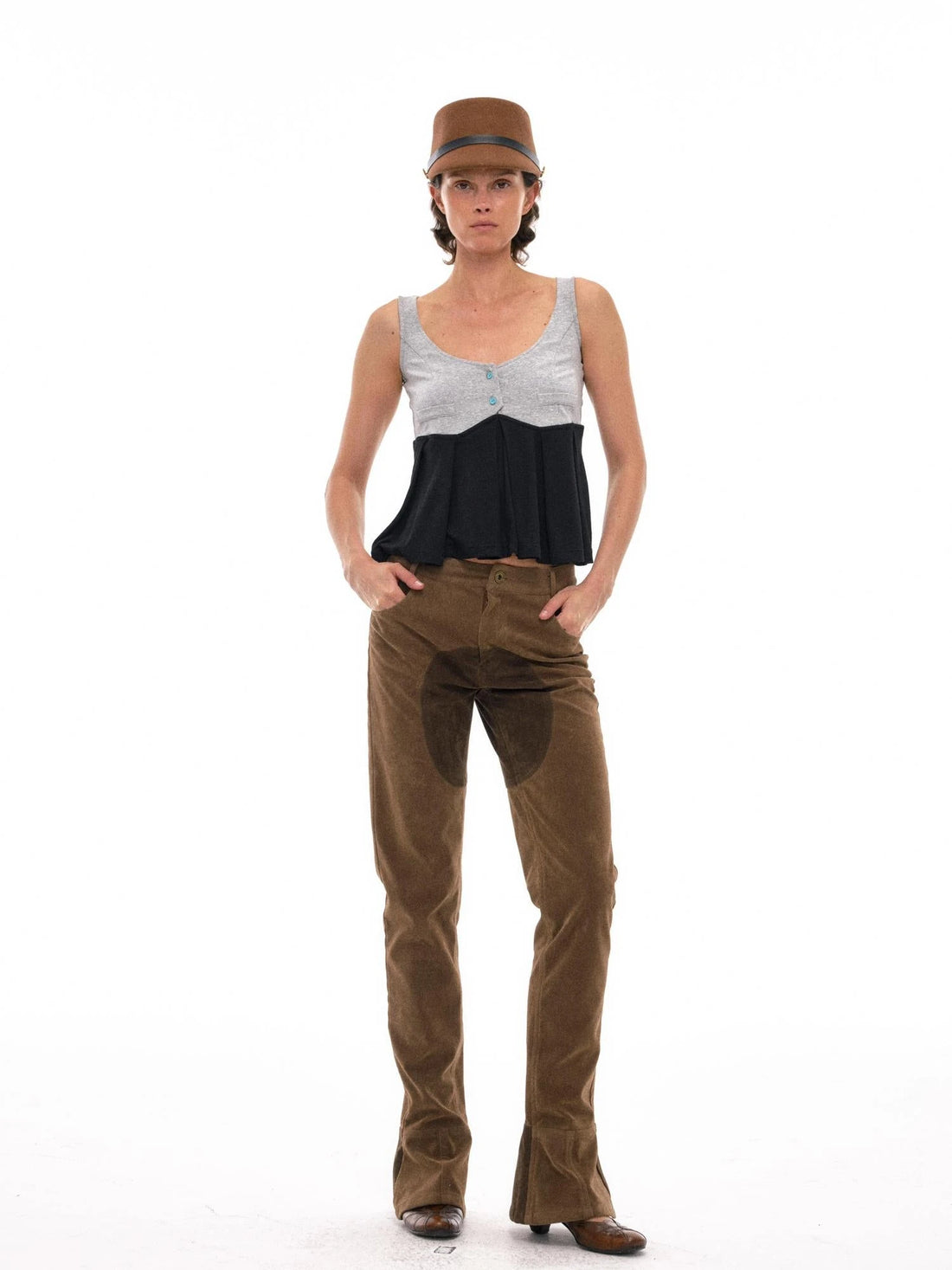 Retro Suede Patch Crotch Flared Equestrian Riding Pants