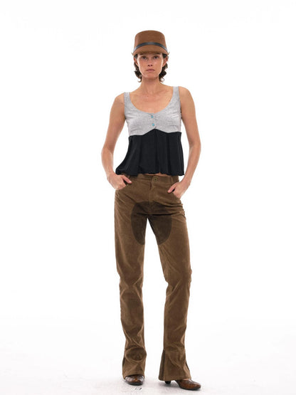 Retro Suede Patch Crotch Flared Equestrian Riding Pants