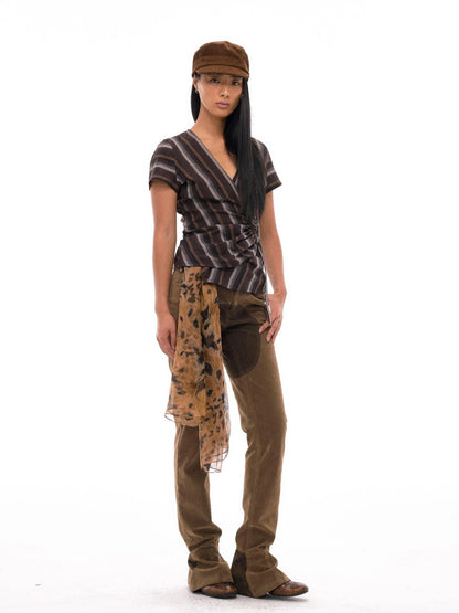 Retro Suede Patch Crotch Flared Equestrian Riding Pants
