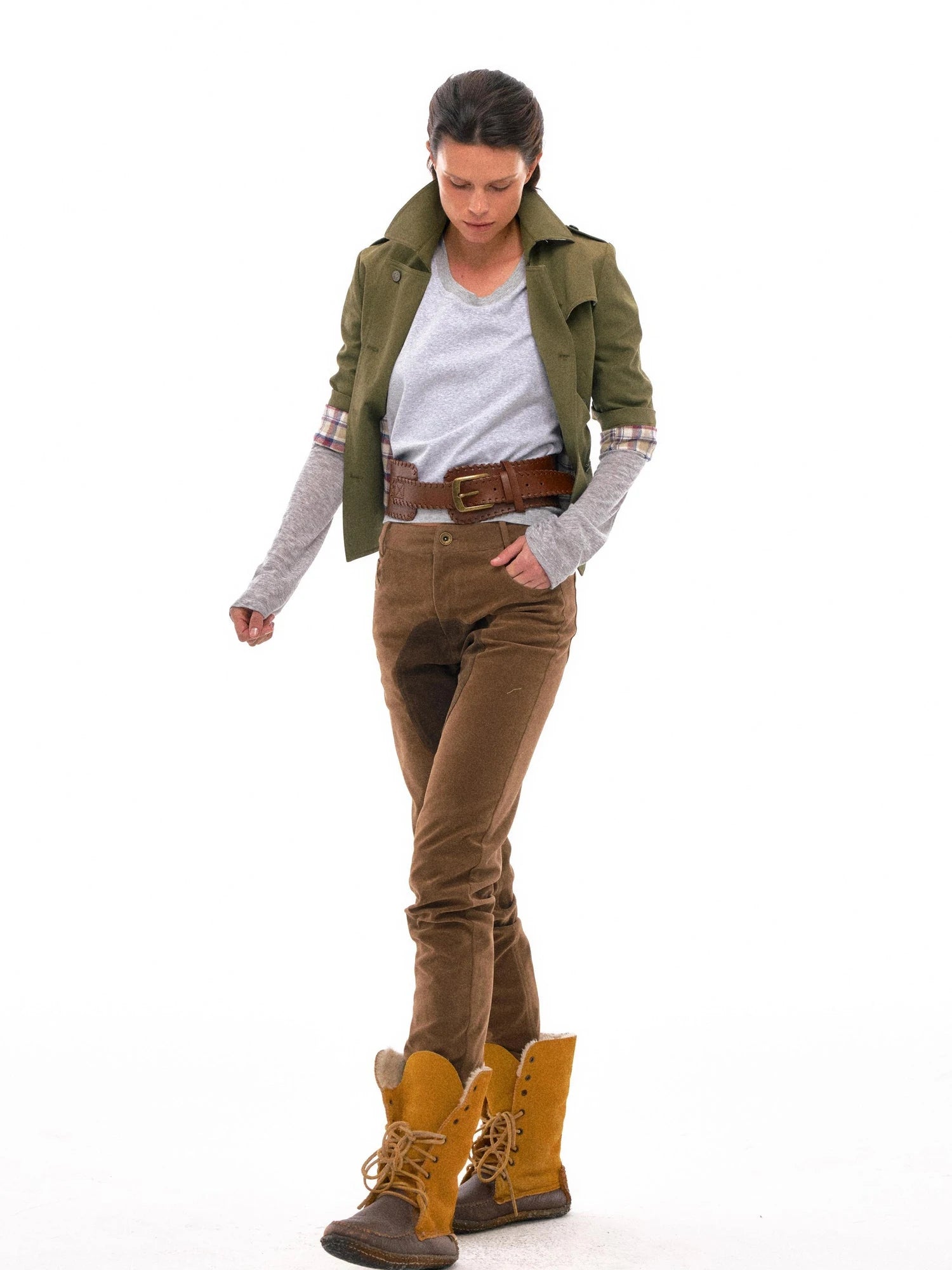 Retro Suede Patch Crotch Flared Equestrian Riding Pants