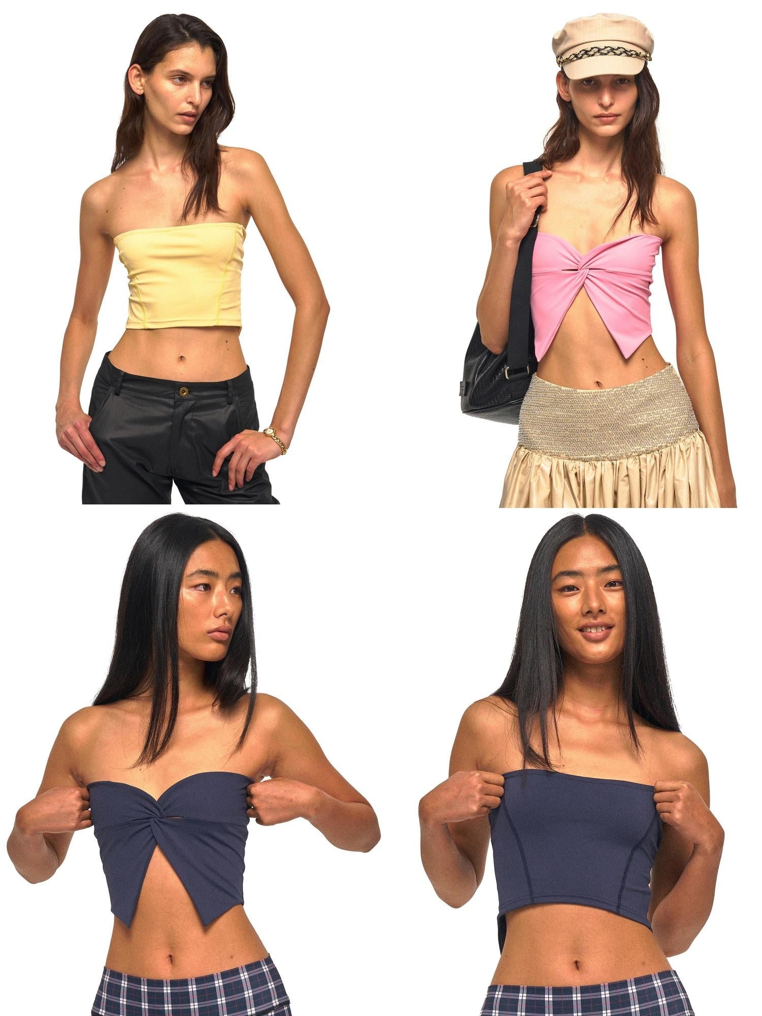 NyDkyel Reversible Cross Twist Knot Cropped Strappy Women&