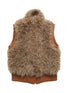 Ribbed Knit Sleeveless Vest With Faux Fur Trim