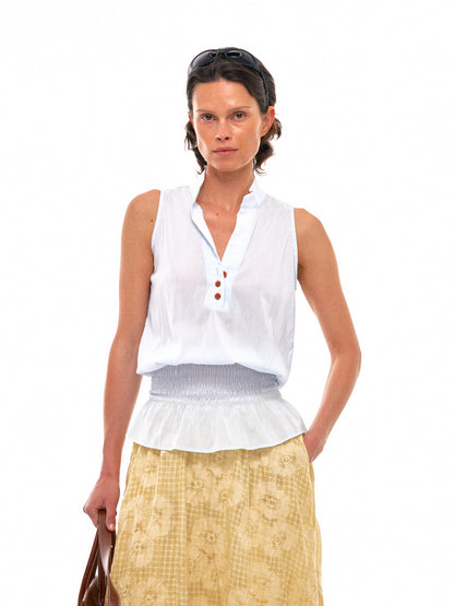 NyDkyel Sculpted V-Neck Vest with Peplum Hem