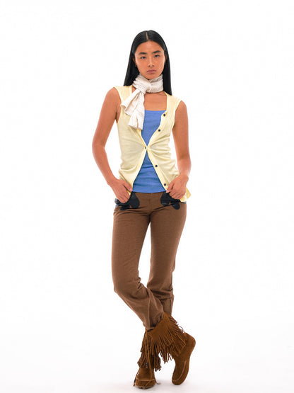 NyDkyel Sleeveless Layered Tank Top In Tencel Wool Blend