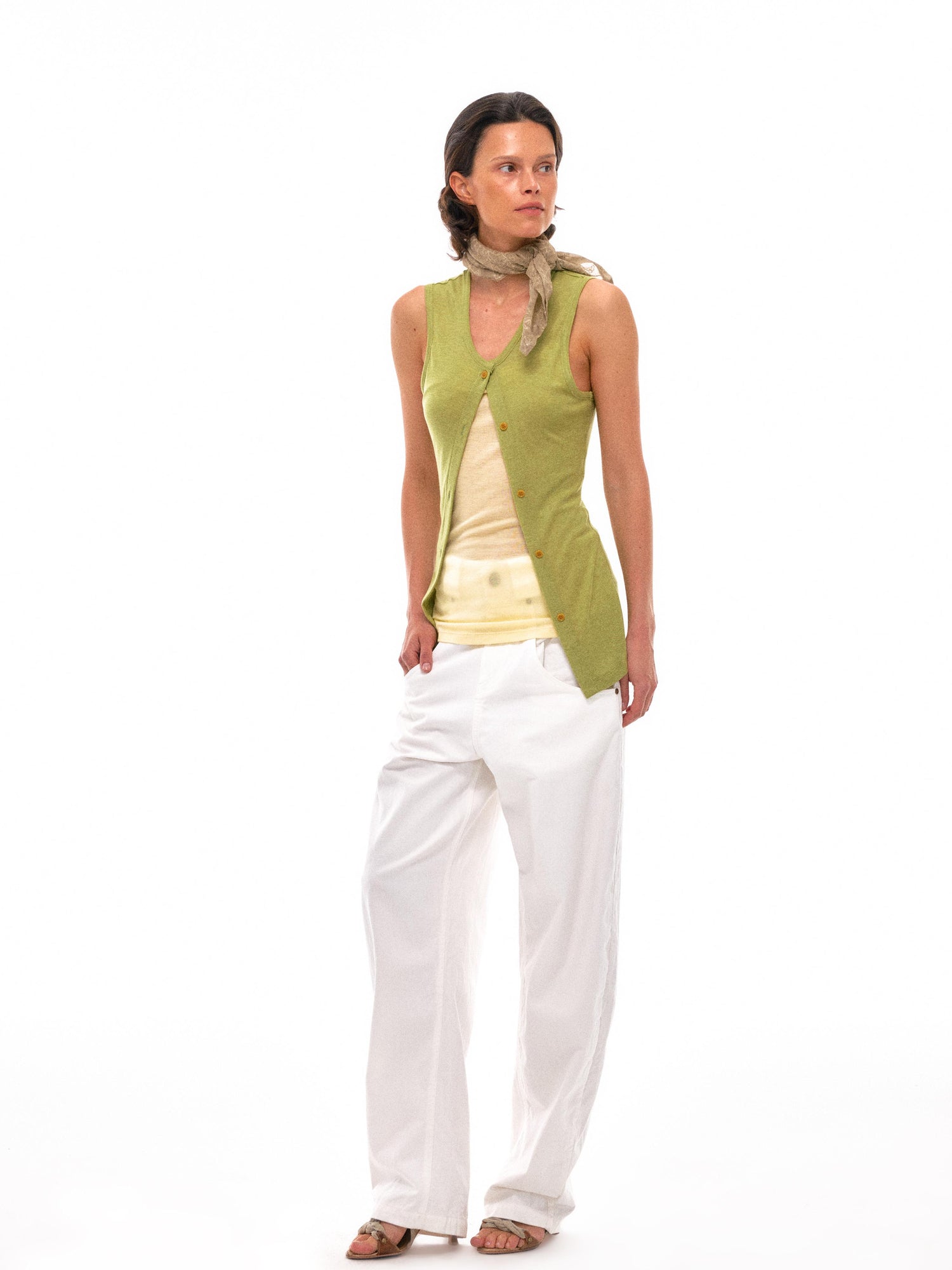NyDkyel Sleeveless Layered Tank Top In Tencel Wool Blend