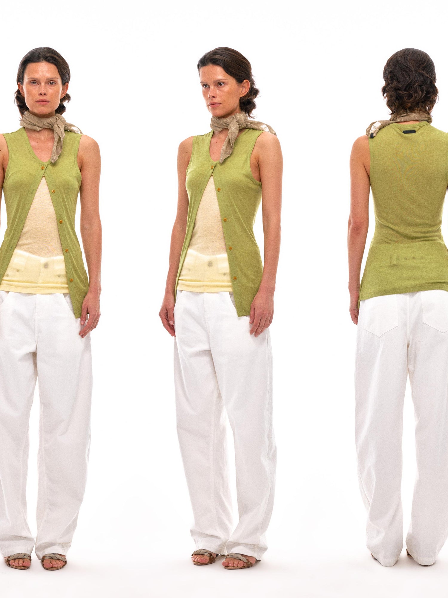 NyDkyel Sleeveless Layered Tank Top In Tencel Wool Blend