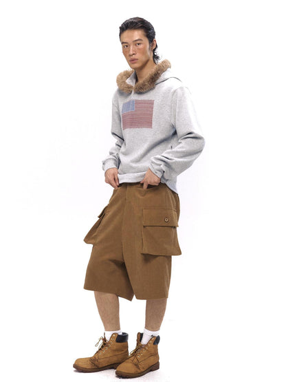 NyDkyel Soft Stretch Hoodie With Plush Collar And Vintage Print