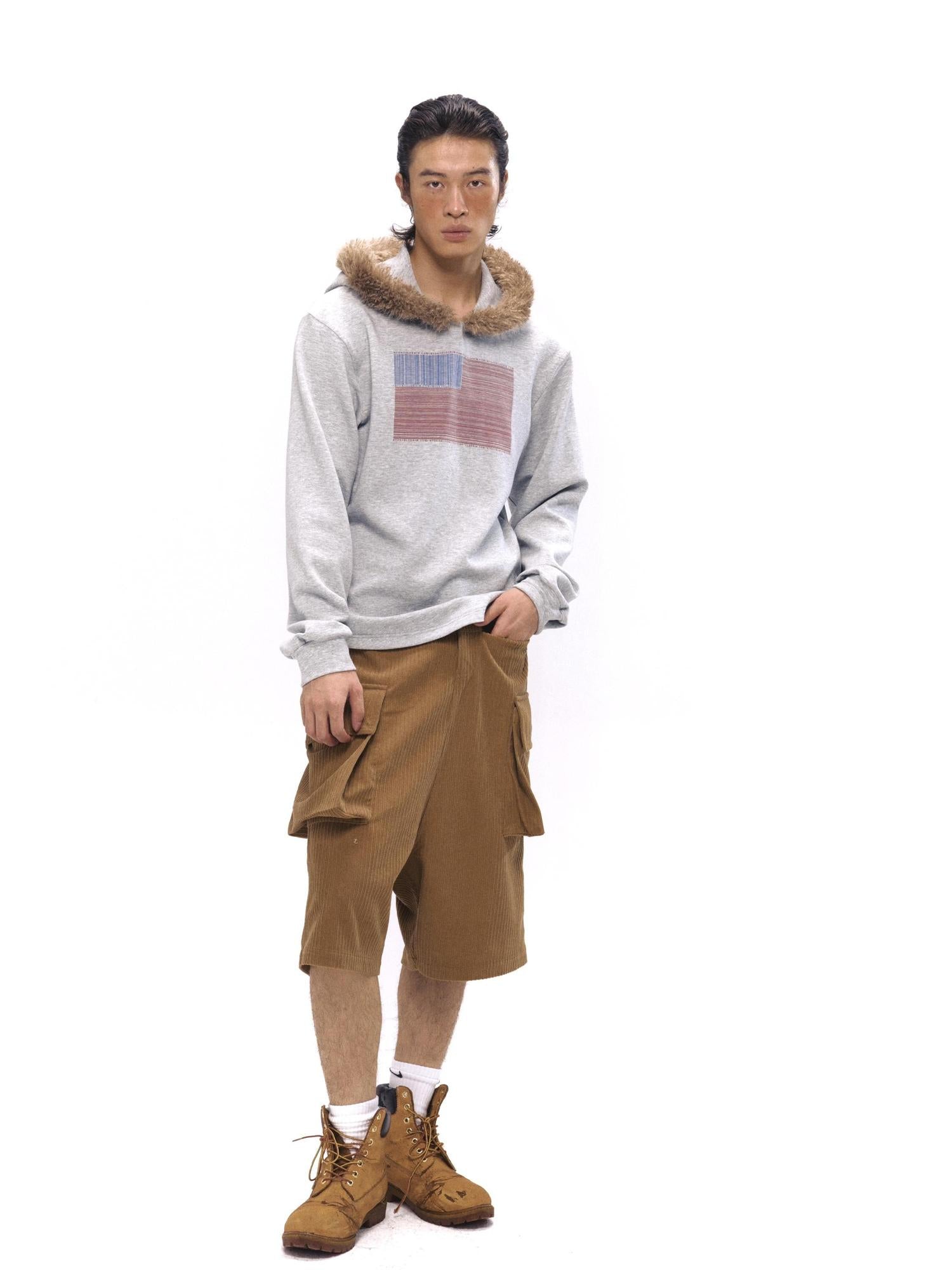 NyDkyel Soft Stretch Hoodie With Plush Collar And Vintage Print