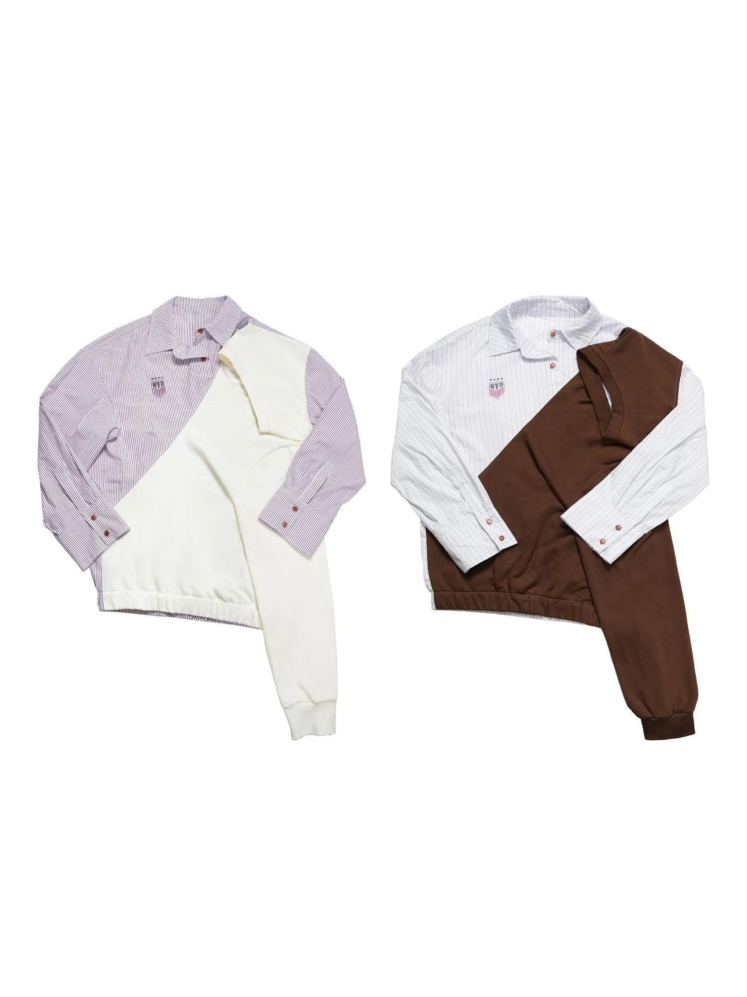 Striped Color Block Convertible Shirt Hoodie