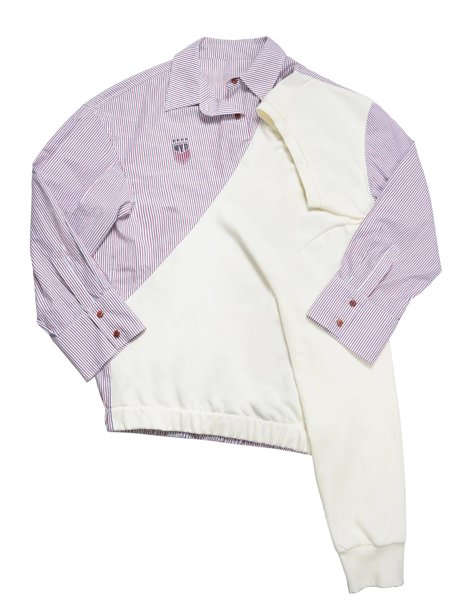 Striped Color Block Convertible Shirt Hoodie