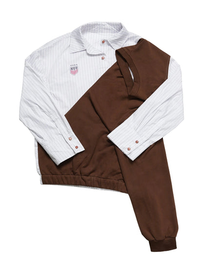 Striped Color Block Convertible Shirt Hoodie