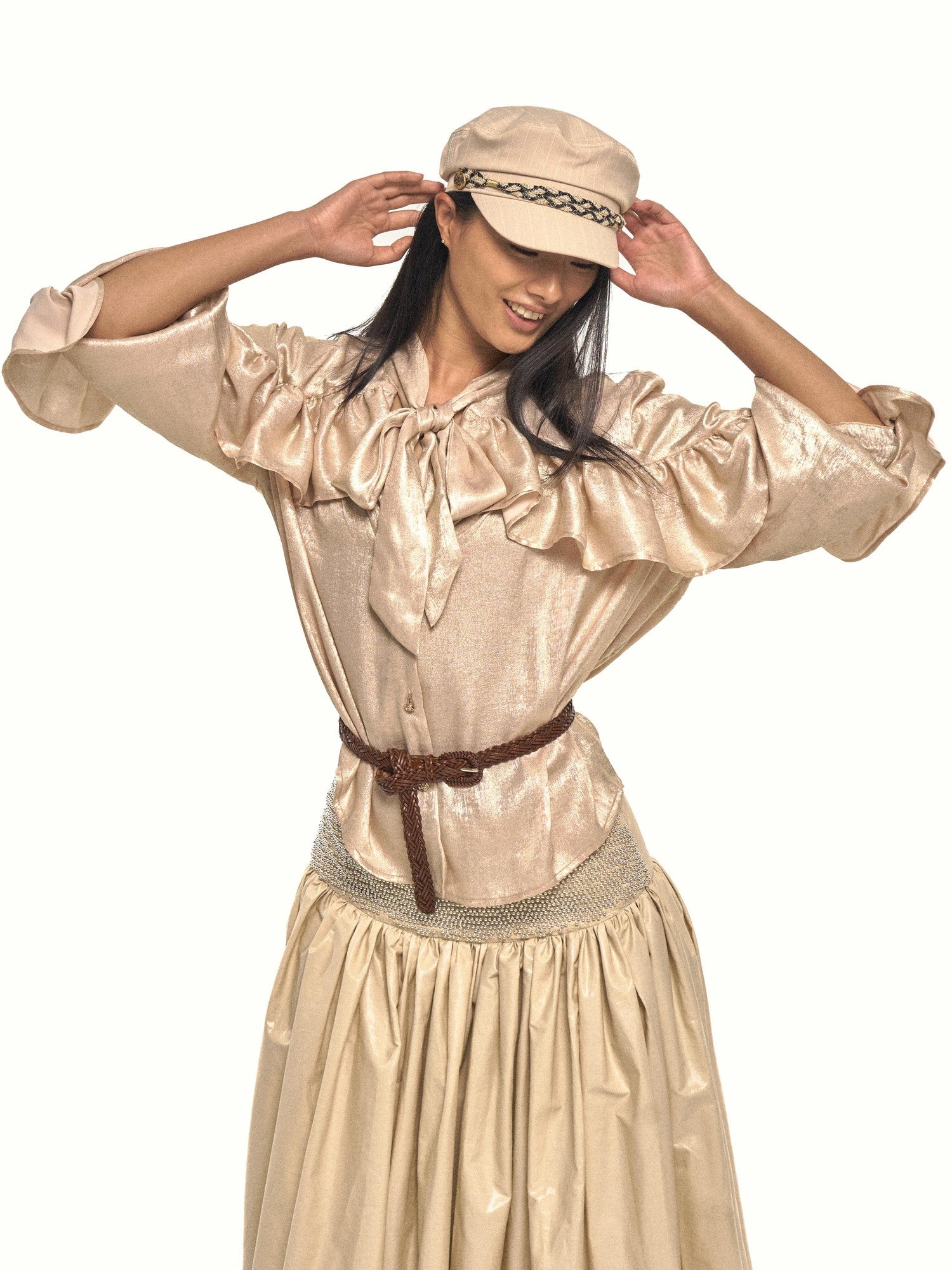 NyDkyel Striped Cutout Gold Decor Military Adjustable Women&