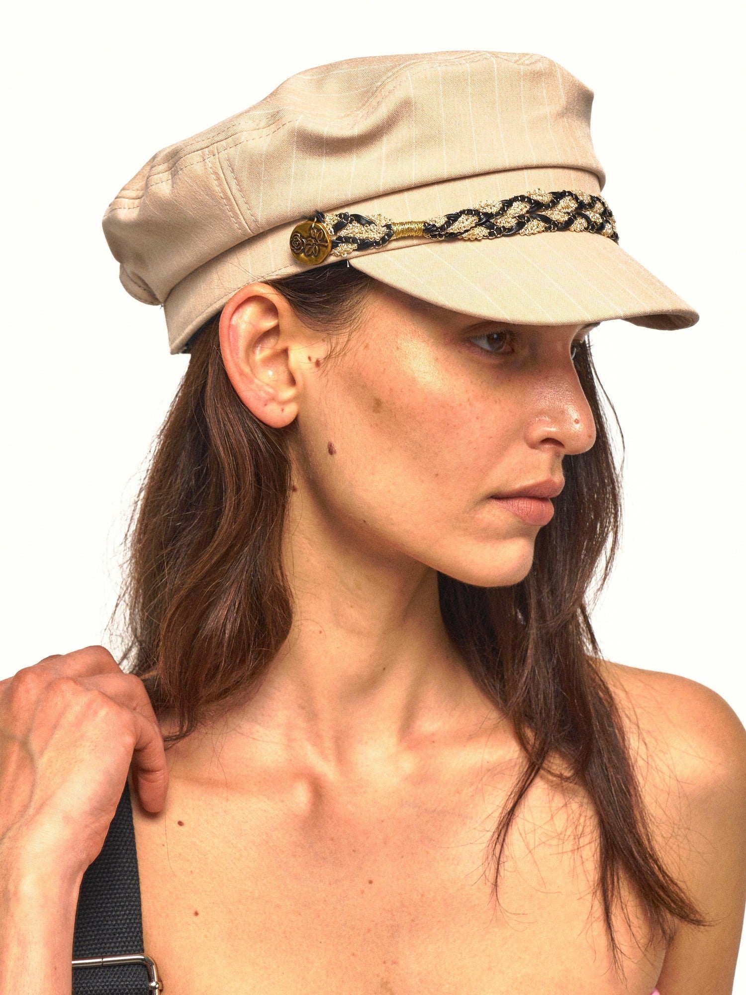 NyDkyel Striped Cutout Gold Decor Military Adjustable Women&