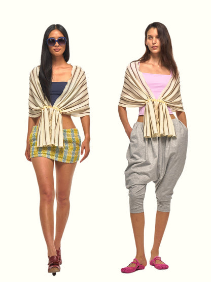 NyDkyel Striped Drawstring Gathered Draped Women&