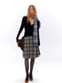 Tartan A Line Knee Length Skirt With Wooden Buttons