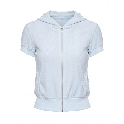 NyDkyel_Terry_Hooded_Short_Sleeve_Zip_High_Waist_Women&