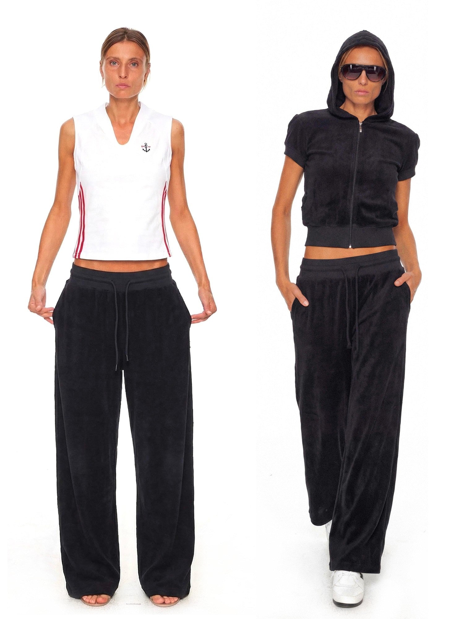 NyDkyel Terry Hooded Short Sleeve Zip High Waist Women&