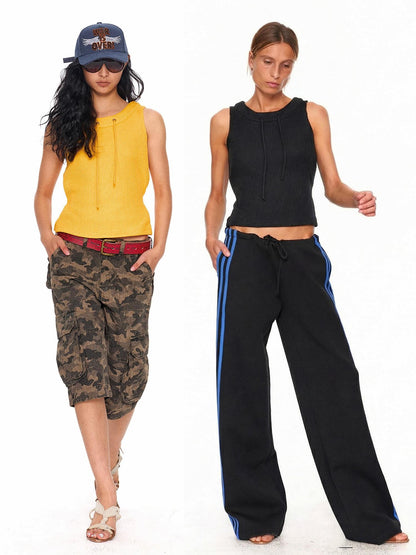NyDkyel Textured Knit Dual Knot Drawstring Adjustable Women&