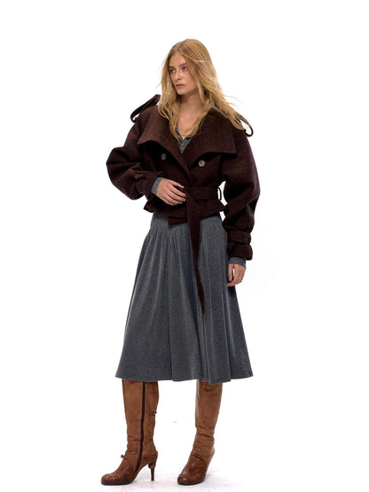 Textured Rib Knit Hooded Dress With Irregular Button Accents