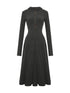 Textured Rib Knit Hooded Dress With Irregular Button Accents