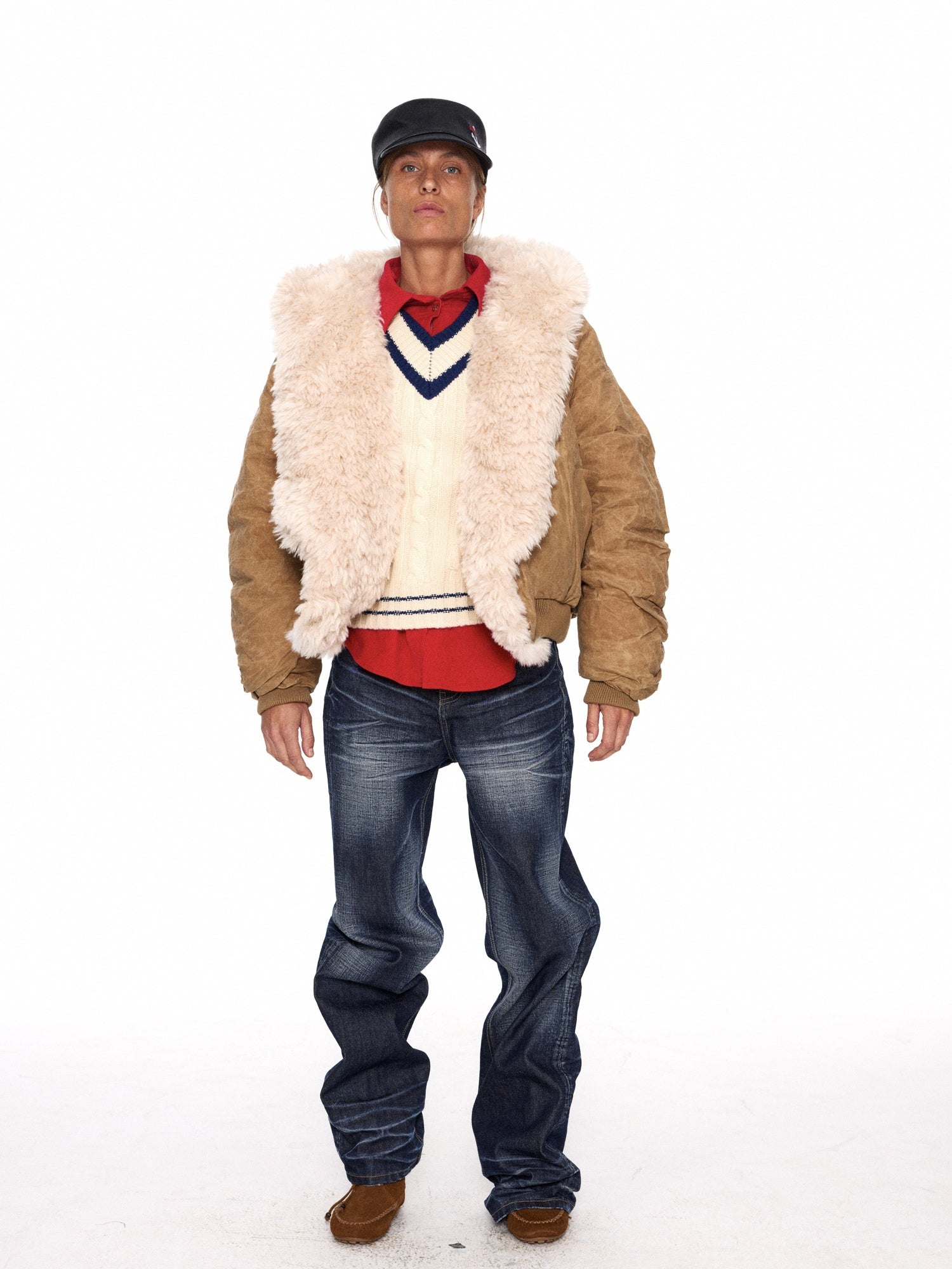 NyDkyel Thermal 100% Wool British Slim Colorblock Cable V-ceck Womens Sweater