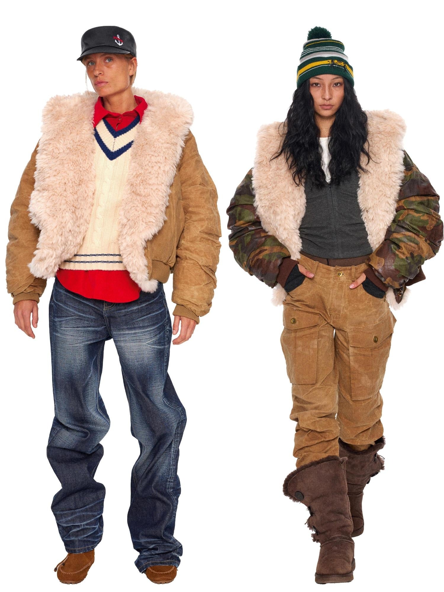 NyDkyel Thick Fur Lined Distressed Loose Street Unisex Camouflage Cotton Puffer Jacket