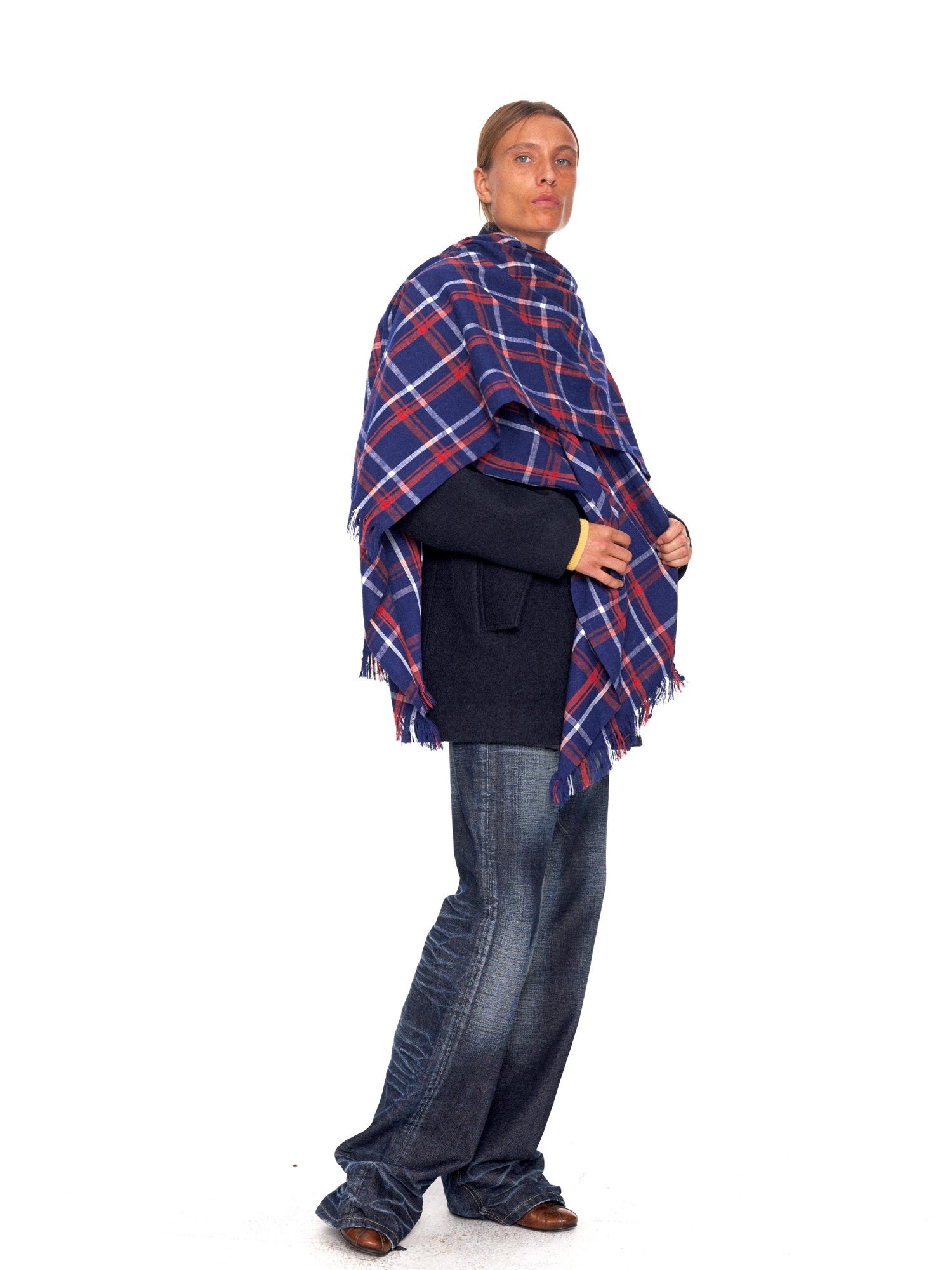 NyDkyel Thick Wool Blend Double Breasted Stand Collar Straight Commuter Unisex Coat