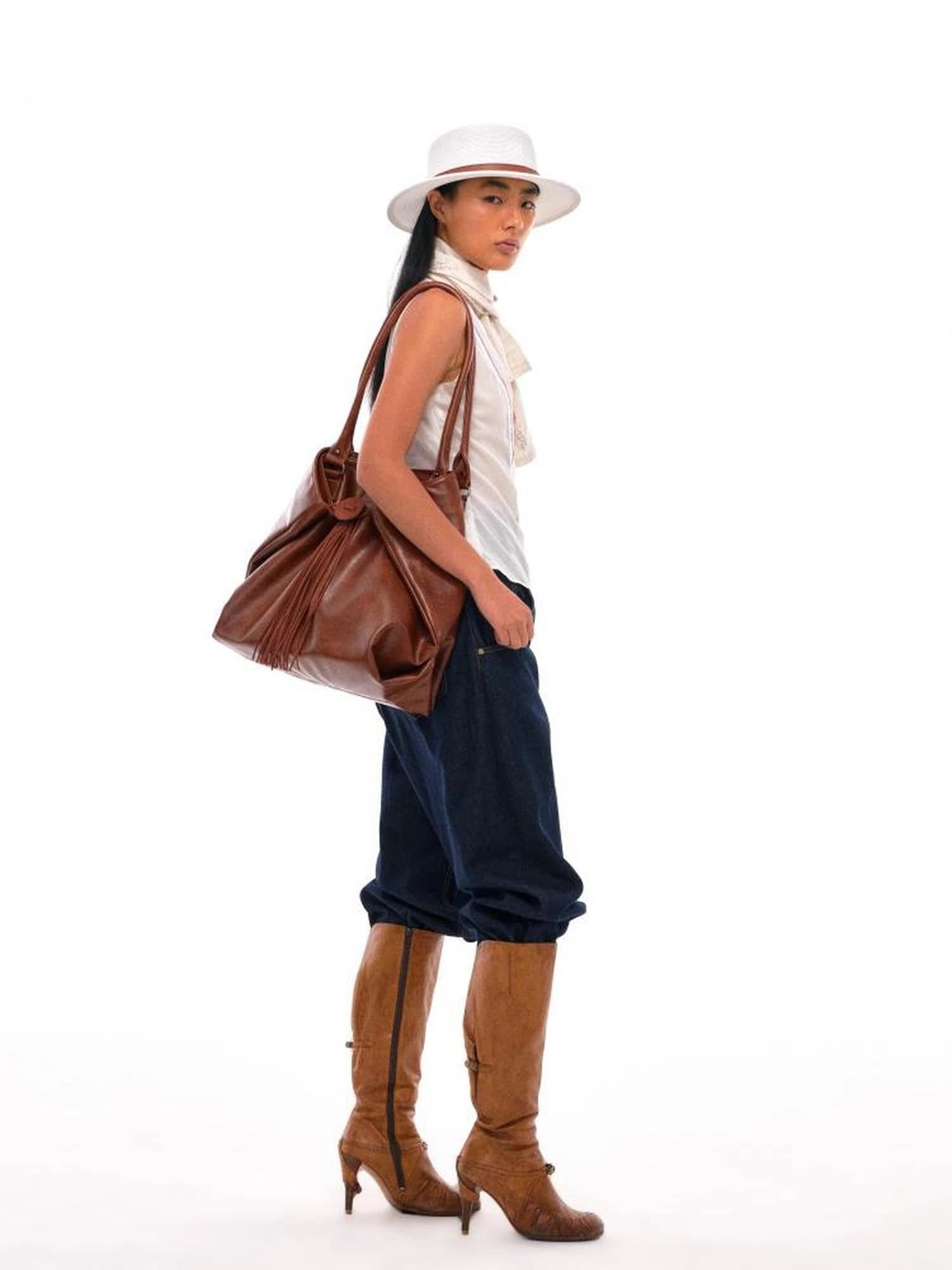 Three Layer Collar Spliced Linen Sleeveless VesT-shirt