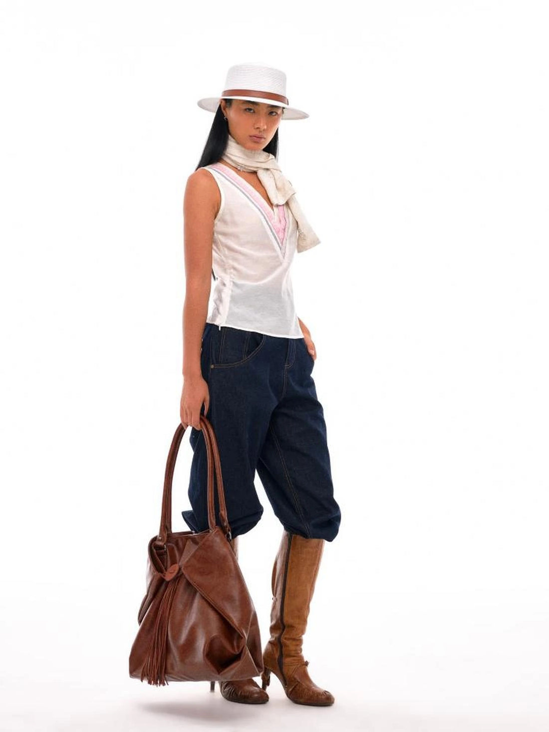 Three Layer Collar Spliced Linen Sleeveless VesT-shirt