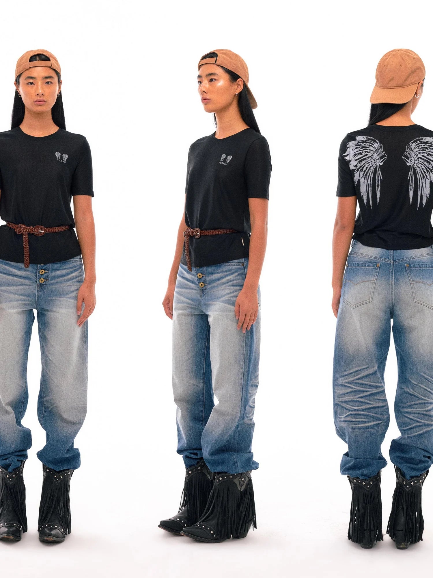 Tribal Feather Print T-shirt In Tencel Blend