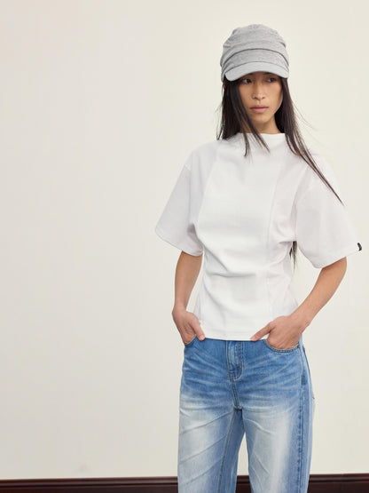 NyDkyel Two Sided Ribbed Crop Tee with Reverse Wear Design
