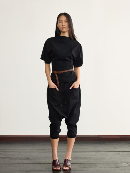 NyDkyel Two Sided Ribbed Crop Tee with Reverse Wear Design