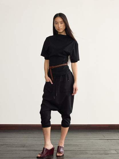 NyDkyel Two Sided Ribbed Crop Tee with Reverse Wear Design